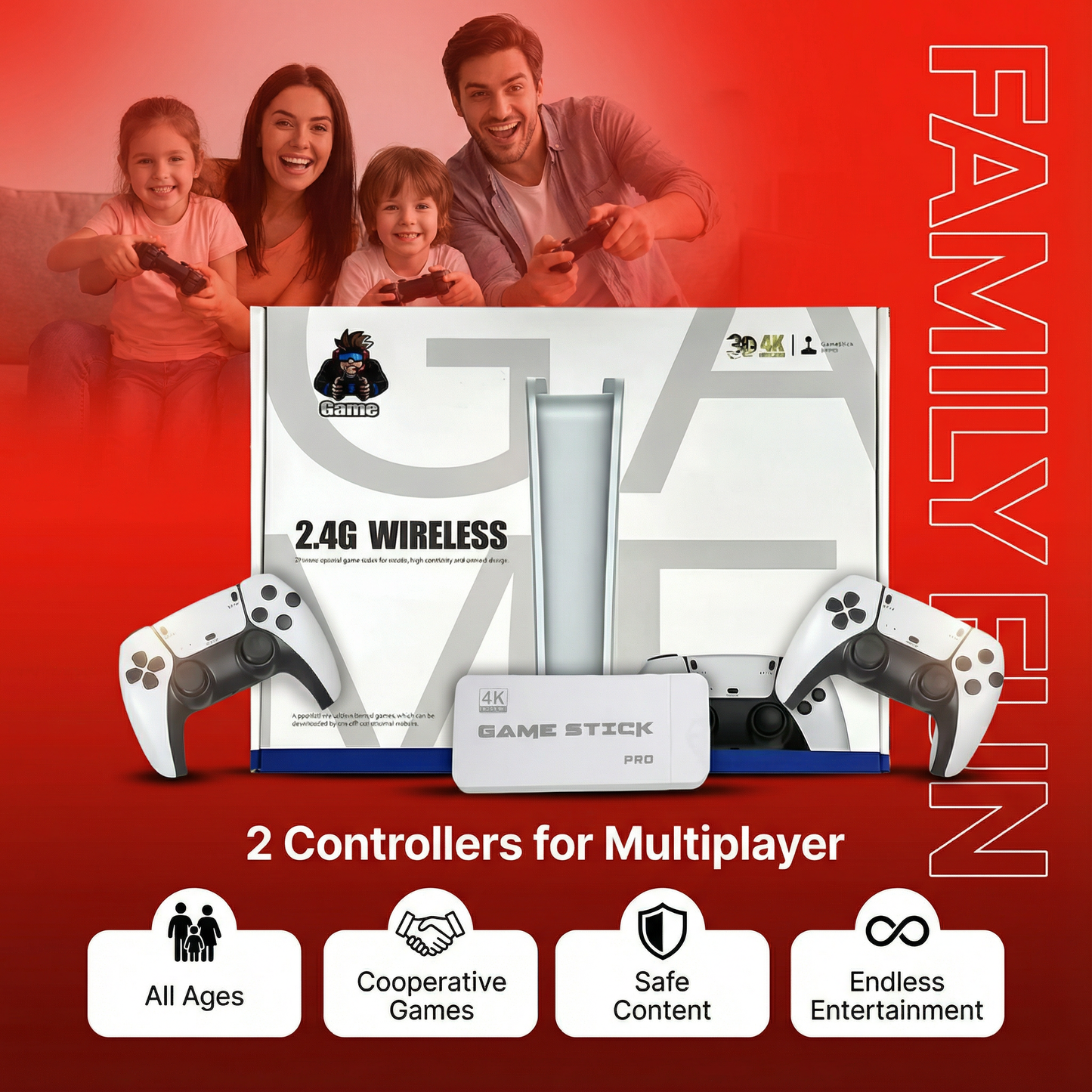 Spectrum Shop™ - WIRELESS CONSOLE 60,000+ LICENSED GAMES + 2 FREE CONTROLLERS